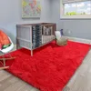 Mattor röd ultra mjuk fluffig mattor päls kast area plysch shag matta nonslip raggig modern dekorativ vardagsrum matta 230221