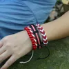 Charm Armband 4st/Set Red Armband Bangle Set For Woman Wood Bead Black Rope Leather Justerbara armbandsmycken Present Parti