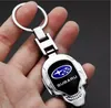 Creative metal car keychain for subaru badge logo long chain key ring 4S shop promotional gift auto accessories key toy