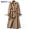 Dames Trench Coats NeedBo Wind Breakher Women's Mid-Length Trench Coat Harajuku Preppy Style Double-breasted Loose Polo Collar Korean Vintage T220809 022123H