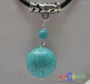 Chaînes Bijoux En Gros 16mm Ronde Pierre Naturelle Boule Pendentif En Cuir Corde COLLIER