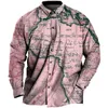 Camisas casuais masculinas camisa vintage para homens mapa 3D Impresso de manga comprida botão de lapela masculina Tops de moda masculina de tamanho grande