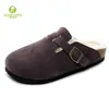 Talltor på fabriksdesigner Birkinstocks Half Baotou Shoes Women's Tuo Men's and Couples Large Boken Cork Travel tidigt på våren Flatbottnad litteratur