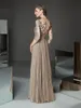 Abiti casual Elegante Champagne Madre della sposa Applicazioni in pizzo Mezza manica Lunga Festa di nozze Abito da ospite femme robe de soiree 230221