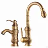 Bathroom Sink Faucets Full Copper Carved Rotary Faucet Retro European Vegetable Basin Wholesale Cold And Double-open Kitchen Mixed