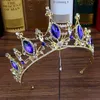 Tiaras Rhinestone Wedding Headband Bridal Hair Bejdia Królewska Niebieska Kryształ Kobiety Diodem Duże Quinceanera Tiary i korony dla narzeczonych Z0220
