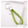 Keychains Lanyards Mix Color Pu Leather floided Woven Keychain Ring Rings Fit Diy Circle Pendant Key Chains Holder Car Keyrings Jewe Dh6r8