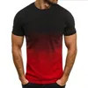 Men's T Shirts Asian Size 2023 Euro-Us Summer Men's Casual Sports T-shirt Fashion Gradient Round Neck Short Sleeve Men Pullover Top