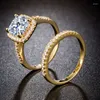 Trouwringen Vintage mode -sieraden 10kt Whiteyellow Gold vulkussen Kus Kubieke zirkonia CZ Stone Pave Bandring of vrouwen