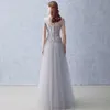 Robe de soirée argentée, longue, en Tulle, avec des appliques florales 3D, avec des perles et des paillettes, tenue de soirée, fermeture éclair au dos, longueur au sol