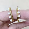 Dangle Earrings 5 Pairs Gold Plated Hoop Tiny Pearls Style 18K Round Jewelry Accessories For Women Gift 21026