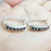 Hoop Earrings Natural Sapphire Earring 0.15ct 12pcs Gemstone 925 Sterling Silver For Men Or Women T8100110