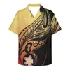 Men's Casual Shirts Summer Clothing Short Sleeve Polynesian Tribal Tattoo Print Hawaiian Flower Loose Breathable Design 230221