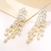 Dangle Earrings Tassel Fringe Zircon Earring Long Green Chandelier Fashion Trending Style Accessories For Women & Girls