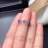 Clusterringen Lovely Delicate Slender Hollow Out Natural Blue Sapphire Ring S925 Silver Gemstone Girl Women Party Gift Sieraden