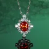 Łańcuchy s925 srebrne srebrne węglowe diamentowe diament czerwony naszyjnik z czerwonego klejnotu prosty i lekki luksusowy biżuteria damska bezpłatna dostawa