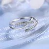 Cluster Rings Vintage Geometric Finger Ring for Women Silver-Color Zircon Stone 2023 Trend Korean Fashion Jewelry Wedding Christmas Gift
