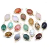 Подвесные ожерелья 1pc 13x25 мм натуральные кварцевые каменные бусинки шарм грань овальные кристаллические агаты для женских ювелирных аксессуаров