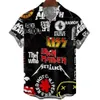 Camisa casual para hombres de manga corta de manga corta 3D estampado de Hip-Hop Rock Style Vacation Camiseta para hombres