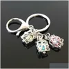 Keychains Lanyards Pearl Cage Key Ring In Europe And America Can Open Keyring With Hollow Noctilucent Volcanic Stone Pendant Drop De Dh1Od