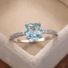 Bröllopsringar Micro Set Zircon Sapphire Blue Square Diamond Ring Women's Engagement Large Fashion Woman Toby22