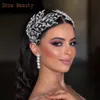 Tiaras DZ017 Crystal Diadem for Bride Luxury Wedding Bandband Rhinestone Pageant Headpiece Woman Head Jewelry Bride Tiara för Party Z0220