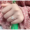 Trouwringen Weddingringen mode pure slver ring inlay dov ge vorm carierr ring ovale briljante gesneden moissaniet simulatie diamantliefhebbers verloving fijne sieraden