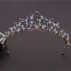 Tiaras kmvexo Новый винтажный барокко золотой цвет цвета ручной работы свадебные украшения для волос темно -зеленые хрустальные стразы