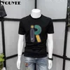 T-shirt da uomo Estate New Light Luxury T-shirt a maniche corte T-shirt da uomo in cotone mercerizzato Slim Tshirt da uomo Girocollo Abbigliamento moda per uomo Z0221