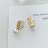 Backs Earrings ImitationPearl Studded Rhinestone Women's Exquisite Mosquito Coil Ear Clips Without Pierced Ears