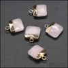 Urok Delicate Natural Stone Square Rose kwarc lapis lazi turkusowe wisior opalowy DIY do bransoletki Naszyjnik biżuteria