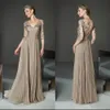 Abiti casual Elegante Champagne Madre della sposa Applicazioni in pizzo Mezza manica Lunga Festa di nozze Abito da ospite femme robe de soiree 230221