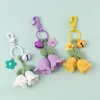 Keychains Handmade Crochet Bell Orchid Keychain For Women Girl Knitted Keyring Fashion Car Key Ring Backpack Bag Pendants