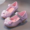 Sandals Kids Perform Princess Leather Shoes For Girls Knot Dance Wedding Children High Heel Shoes Girls Sandals CSH1266