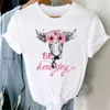 Frauen T Shirts Sommer T-shirt 2023 Wilden Cartoon Kuh Grafik Shirt Harajuku Top Weibliche Tees Casual Kurzarm T-shirt damen