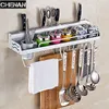 Kök Storage Organization Aluminium Pantry Cookware Spice Mannershyllhylla Cutlery Holder Hook Organizer Foldbar handduk