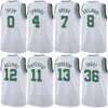 Man Kinderen Bedrukte Basketbal Marcus Smart Jersey 36 Grant Williams 12 Malcolm Brogdon 13 Mike Muscala 57 Jaylen Brown 7 Jayson Tatum 0 Al Horford 42 Ademend shirt