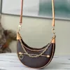 Hobo Loop Bag Vrouwen Designer Crossbody Handtas Purse Croissant-kettingzakken Halfmoon onderarm portemonnees grote capaciteit totes Verwijderbare ritssluiting Bruine schouder