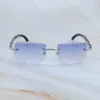 Orijinal Buffalo Boynuzlu Güneş Gözlüğü Carter Tasarımcısı Rimless Sunglass Erkekler ve Kadınlar İçin Yeni Elmas Kesim Gölleri Gözlük Gözlükleri