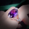 Clusterringen Vintage Amethyst Sapphire Ovaal Volledige diamant Open verstelbare paar ring voor vrouwen paars blauwe jubileum Gift sieraden