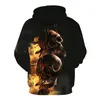 Heren Hoodies CnuuiKooek Sweatshirts 3D Flame Skull Gedrukte Hooded Pocket Pullover Hoody Fashion