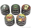 Smoking Pipes Creative color printing skull head aluminium alloy smoke grinder new four-layer sound metal smoke grinder