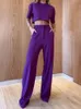 Kadınların Trailtsuits Kadınlar Yuvarlak Boyun Kısa Kollu Takım Moda Katı Top Gevşek Cep Pantolonu İki Parçalı Setler Kadın Zarif Sokak Giyim Kıyafetleri 230221