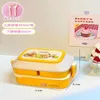 Dinnerware Sets Kawaii Lunch Box Double Student Bento Microwave Boxes Storage With Independent Cutlery For Camping