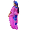 Ubranie etniczne Afrykańskie sukienki plus size dla kobiet koronkową szatę 2023 Luźne rękaw Dolman Tradycyjny buba 2 sztuki Dashiki Abaya