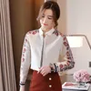 Bluzki damskie koszule h han Queen Office Lady Blusa Vintage Tops Proste eleganckie szyfonowe kobiety bluzki koreańskie eleganckie koszule z długim rękawem 230221