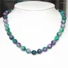 Chains Fashion 10 mm Rounds Perles multicolore Collier de bijoux kunzite pour femmes cadeaux romantiques 18 pouces My46