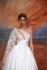 Sukienki imprezowe Aine Lace Wedding Suknizacja z kieszonkowymi aplikacjami na oblubieniu na ramionach Eleganckie eleganckie saudyjskie arabskie suknie 230221