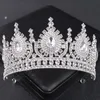 Tiaras متنوعة Sier Color Crystal Crowns Bride Tiara Fashion Queen for Bridal Crown Headpiece Hairde Hair Association Z0220