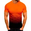 Men's T Shirts Asian Size 2023 Euro-Us Summer Men's Casual Sports T-shirt Fashion Gradient Round Neck Short Sleeve Men Pullover Top